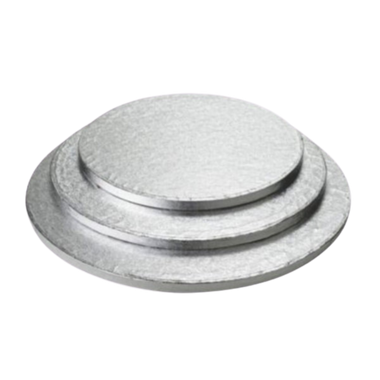 14" Round Silver Cake Board - Foil Wrapped Corrugated Board