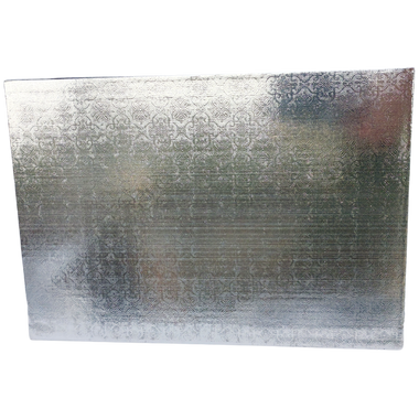 14” Square Silver Cake Board - Foil Wrapped Corrugated Board