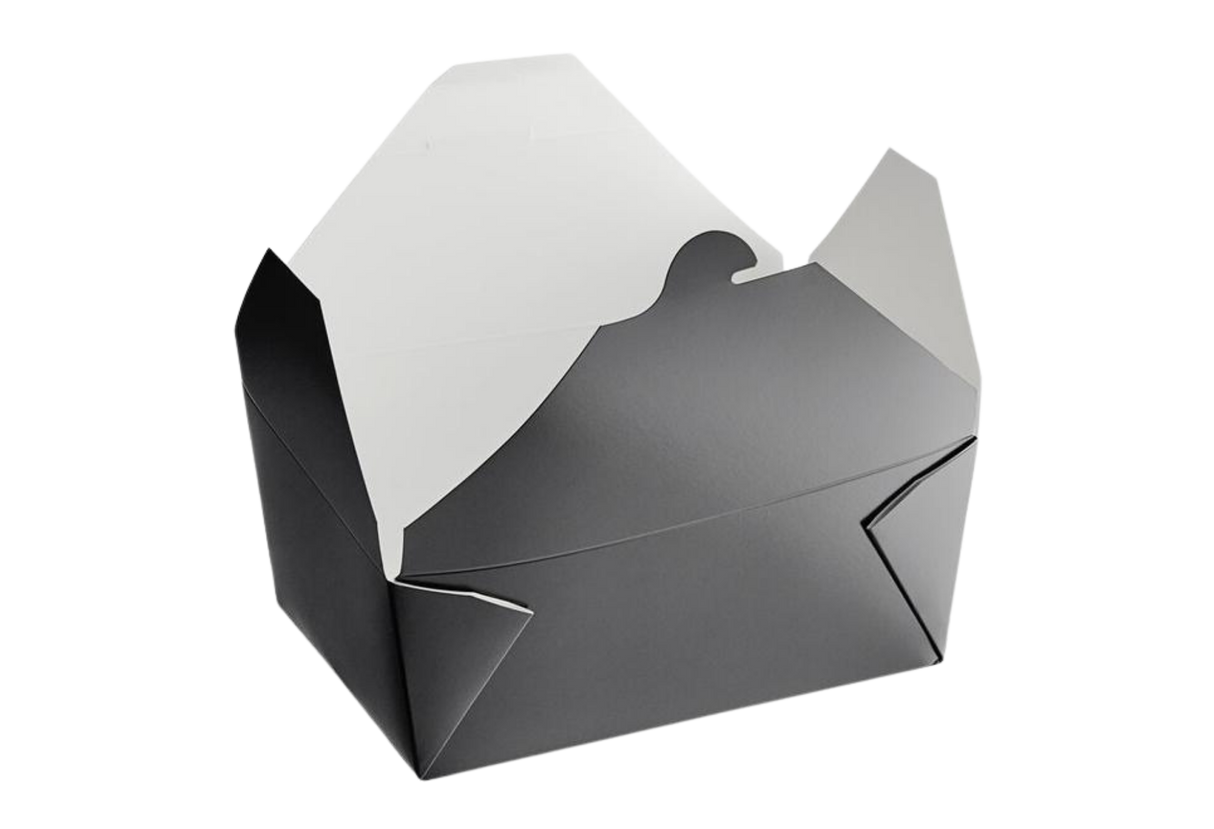 26 oz Black Top Folded Take-Out Paper Container - #1