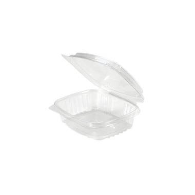 Clear 8 oz Hinged Deli Container with High Dome Lid