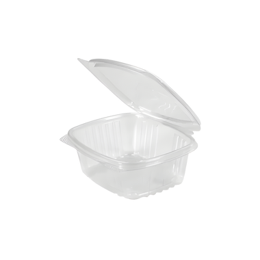 Clear 12 oz Hinged Deli Container with Flat Lid