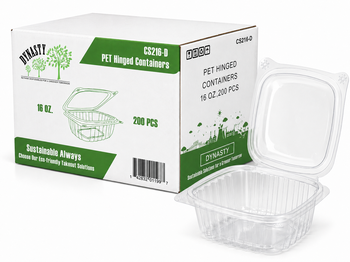 Clear 16 oz Hinged Deli Container