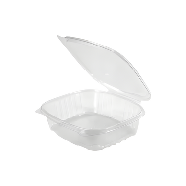 Clear 24 oz Hinged Deli Container with Flat Lid