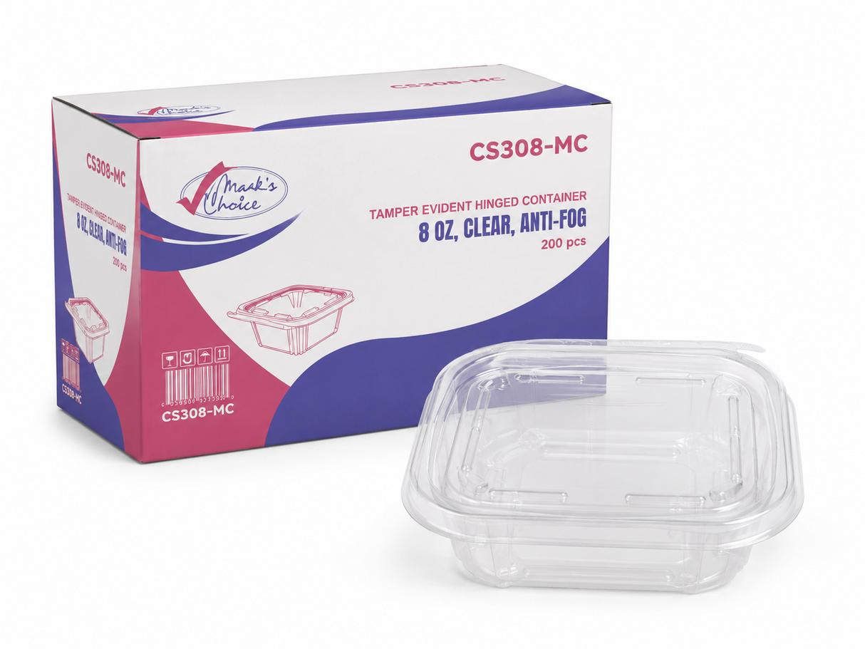 8 oz Tamper evident Hinged Deli Container