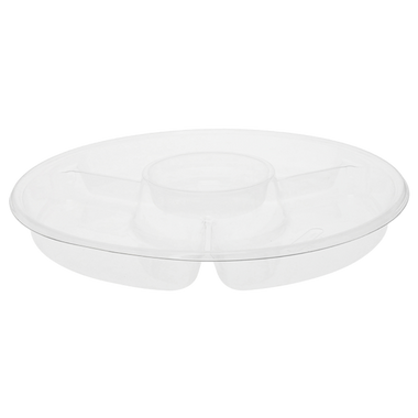 12" Clear 3-Comp. Lazy Susan Catering Tray