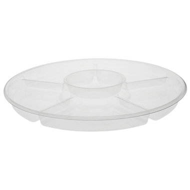 16" Clear 5-Comp. Lazy Susan Catering Tray