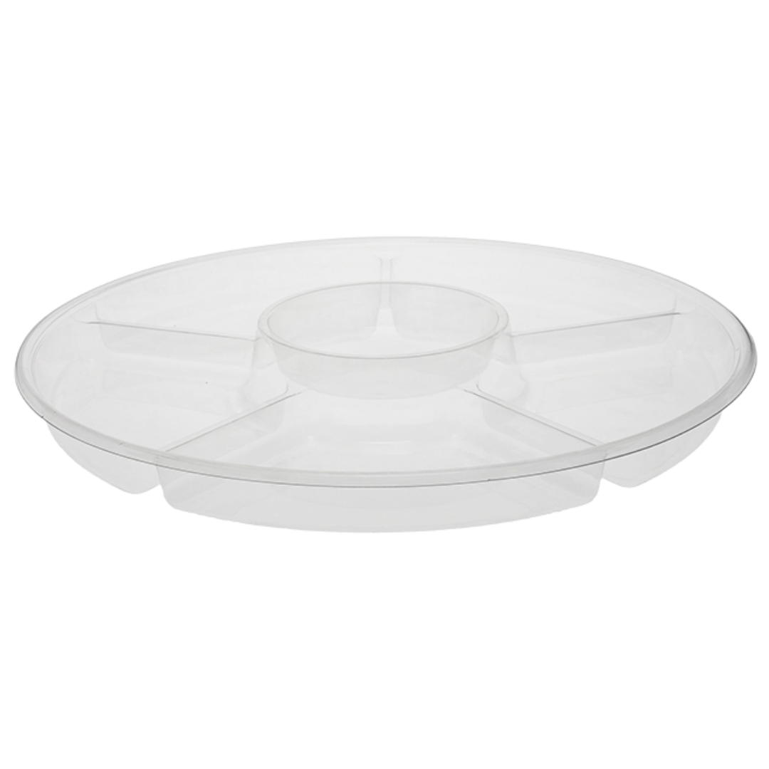 16" Clear 5-Comp. Lazy Susan Catering Tray