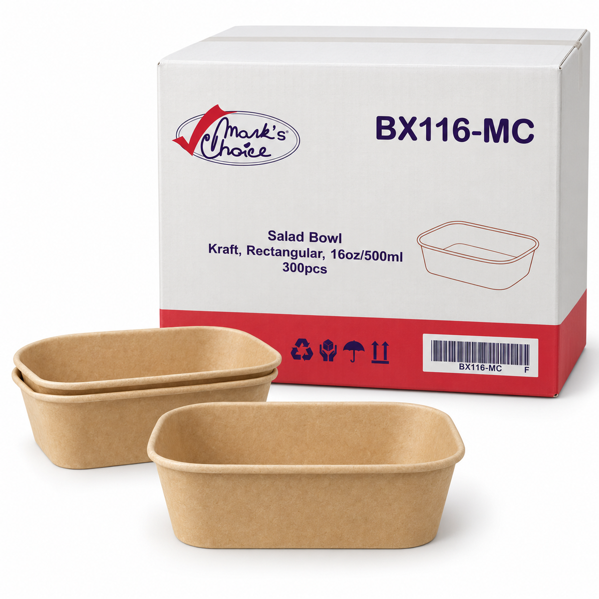 Kraft Rectangular Salad Bowls