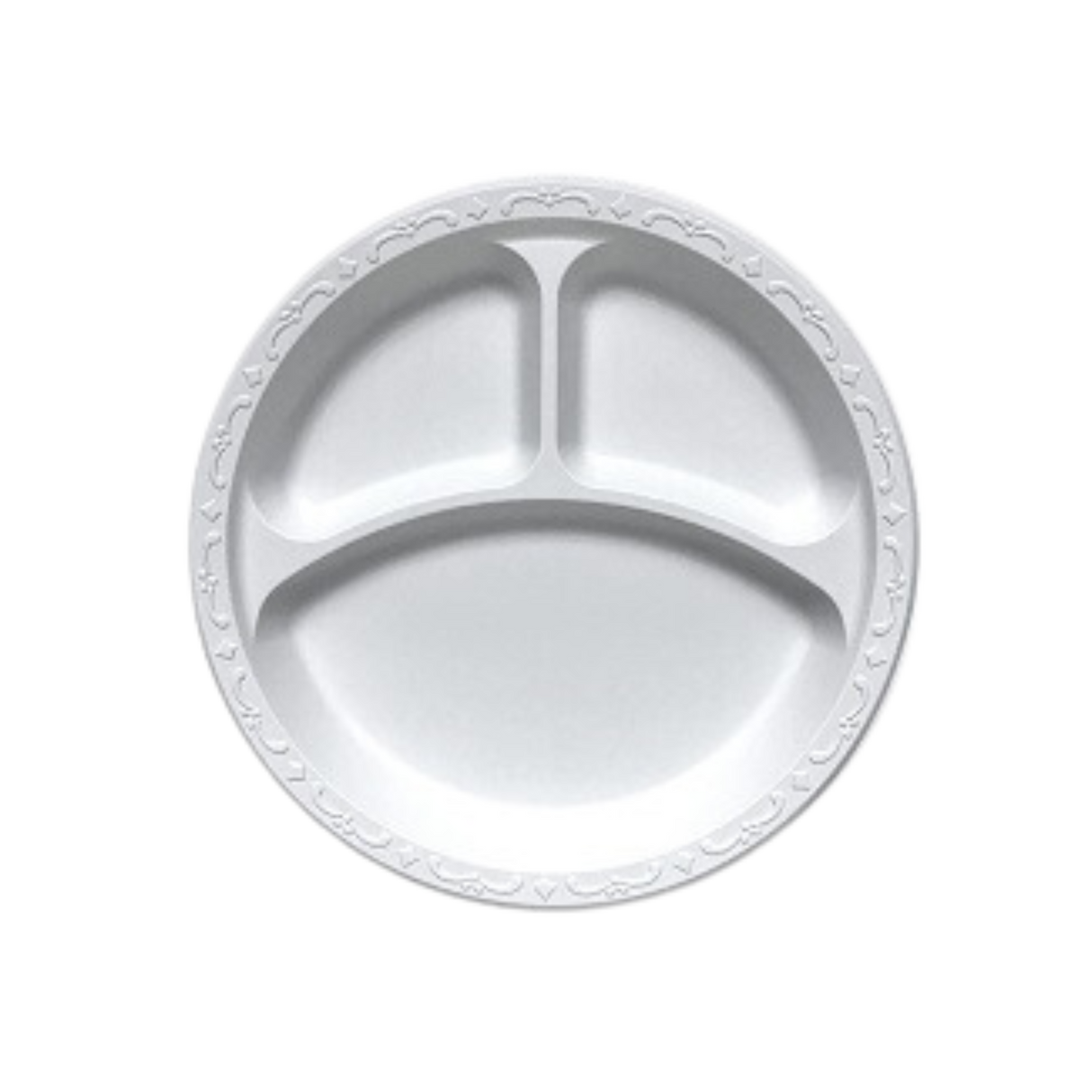 9" White Round Pebble Plates - 3 Comp.