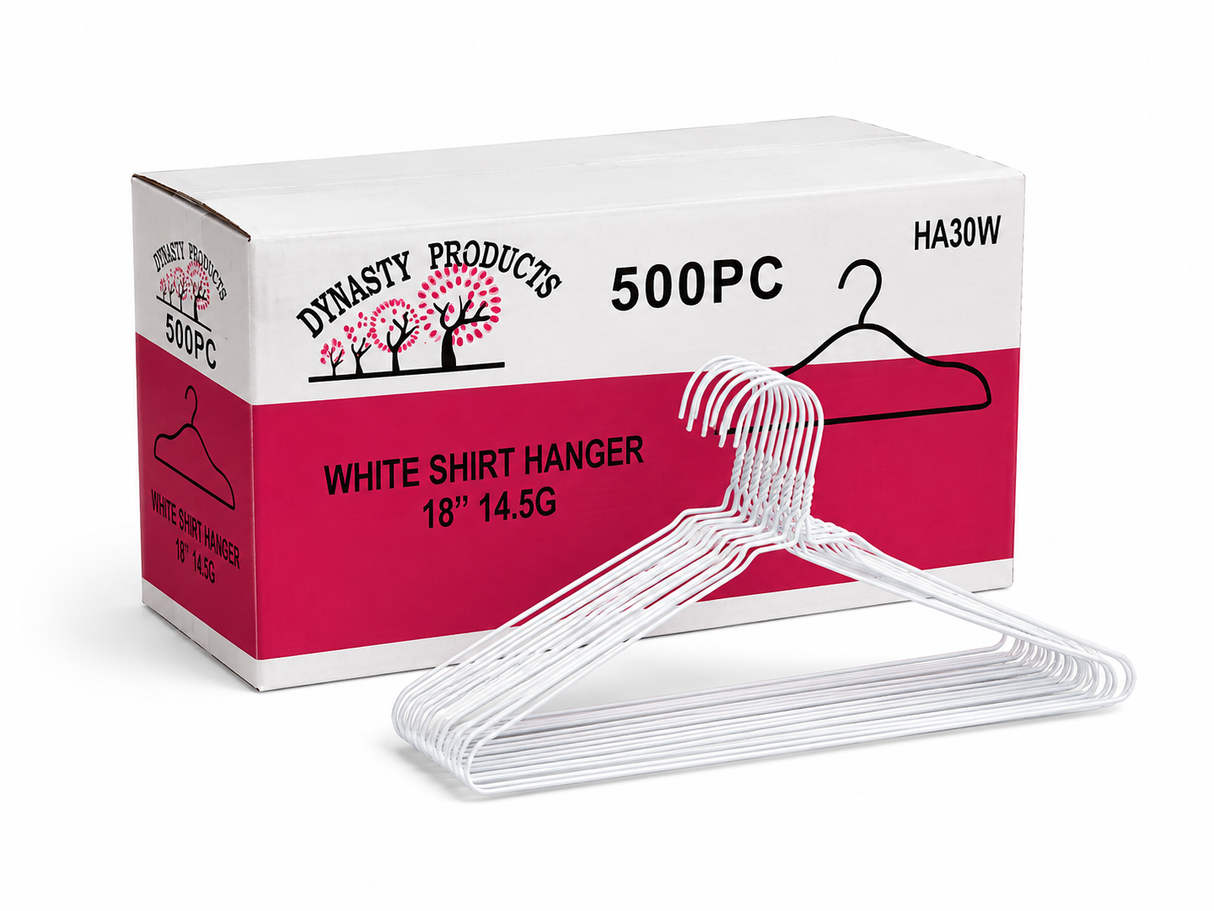 18" White Shirt Hanger, 14.5 Gauge