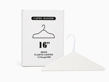 16" White Plain Caped Hanger, 13 Gauge