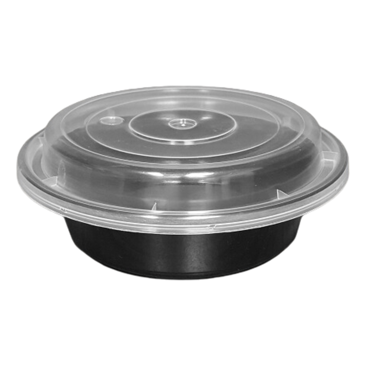 16 oz Black Round Take-Out Microwaveable Container with Clear Lid