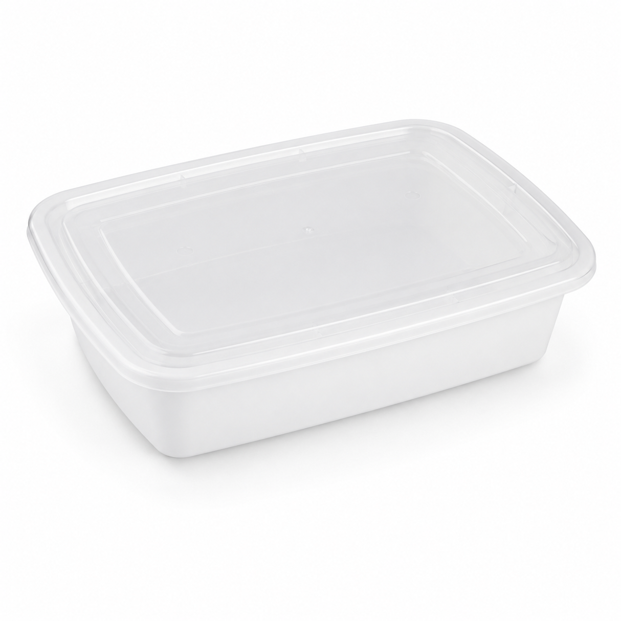 32 oz White Rectangular Take-Out Microwaveable Container with Clear Lid