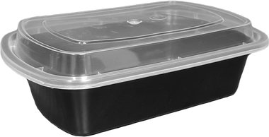 38 oz White Rectangular Take-Out Microwaveable Container with Clear Lid