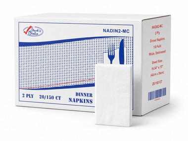 2 ply, 1/8 Fold White Dinner Napkins