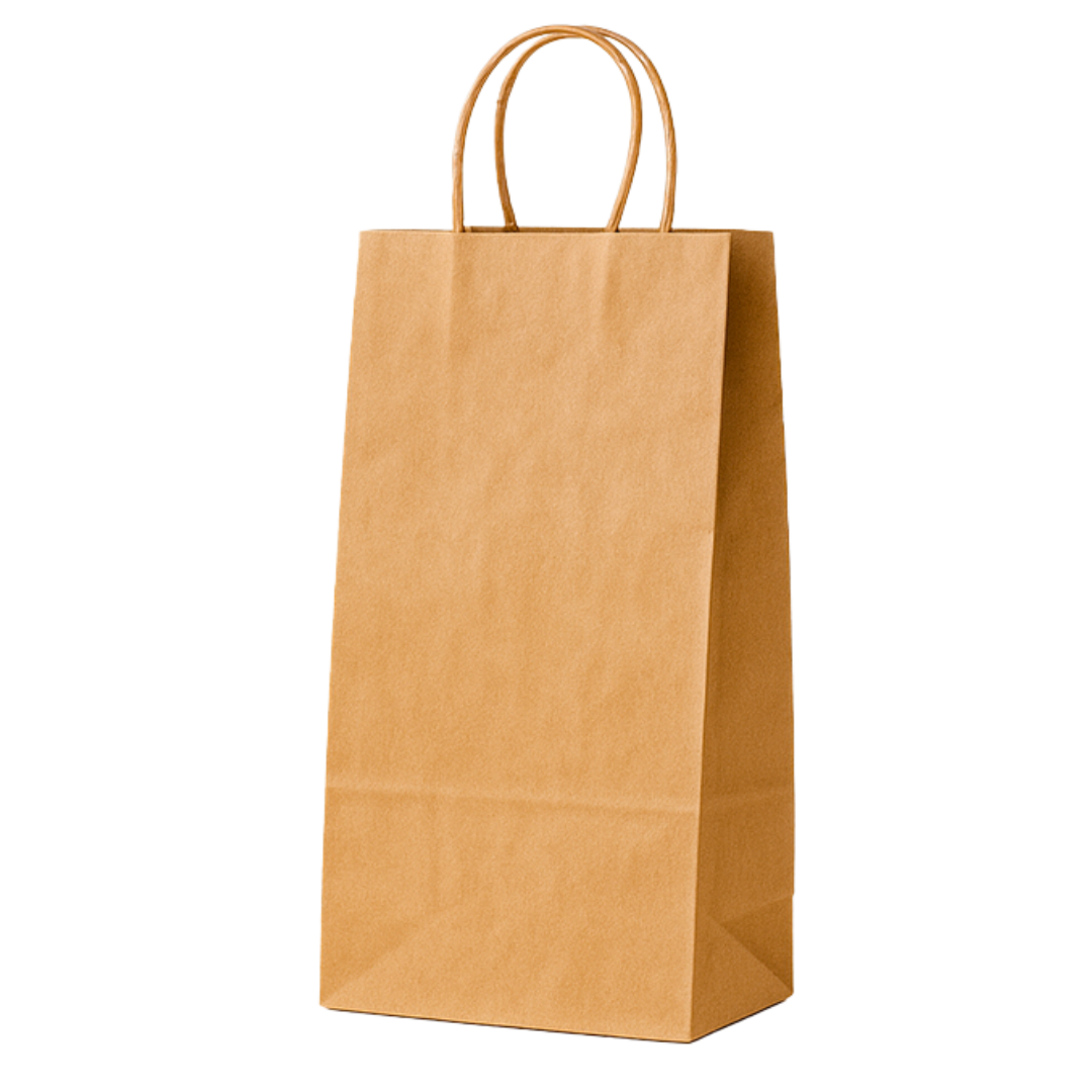 5" x 3" x 12" Twisted Handle Kraft Wine Bag