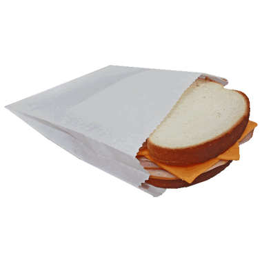 6" x 0.75" x 6.75" Greaseproof White Sandwich Bags