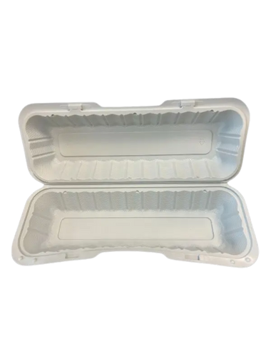 12" x 4" White Dual Lock MFPP Take-Out Container - 1-Comp.