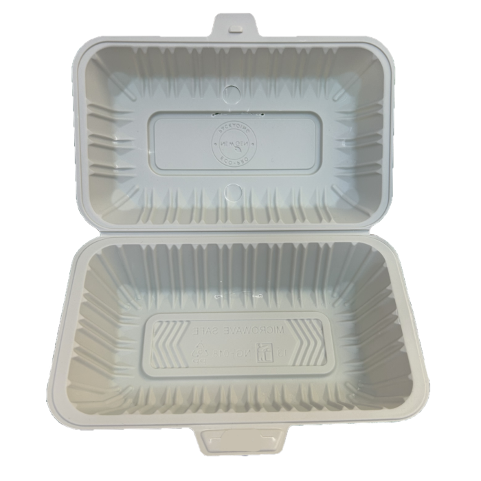 9" x 5.25" x 3" White MFPP Take-Out Container - 1-Comp.