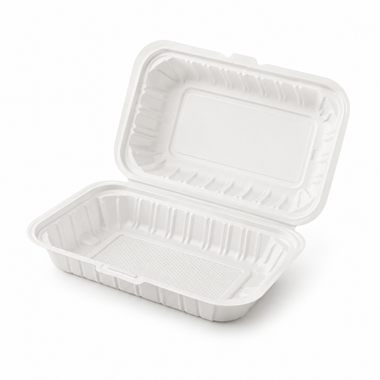 9" x 6" x 3", White Vented MFPP Take-Out Container - 1-Comp.