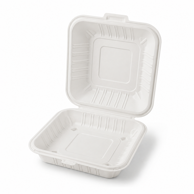 8" x 8" x 3" White MFPP Take-Out Container - 1-Comp.