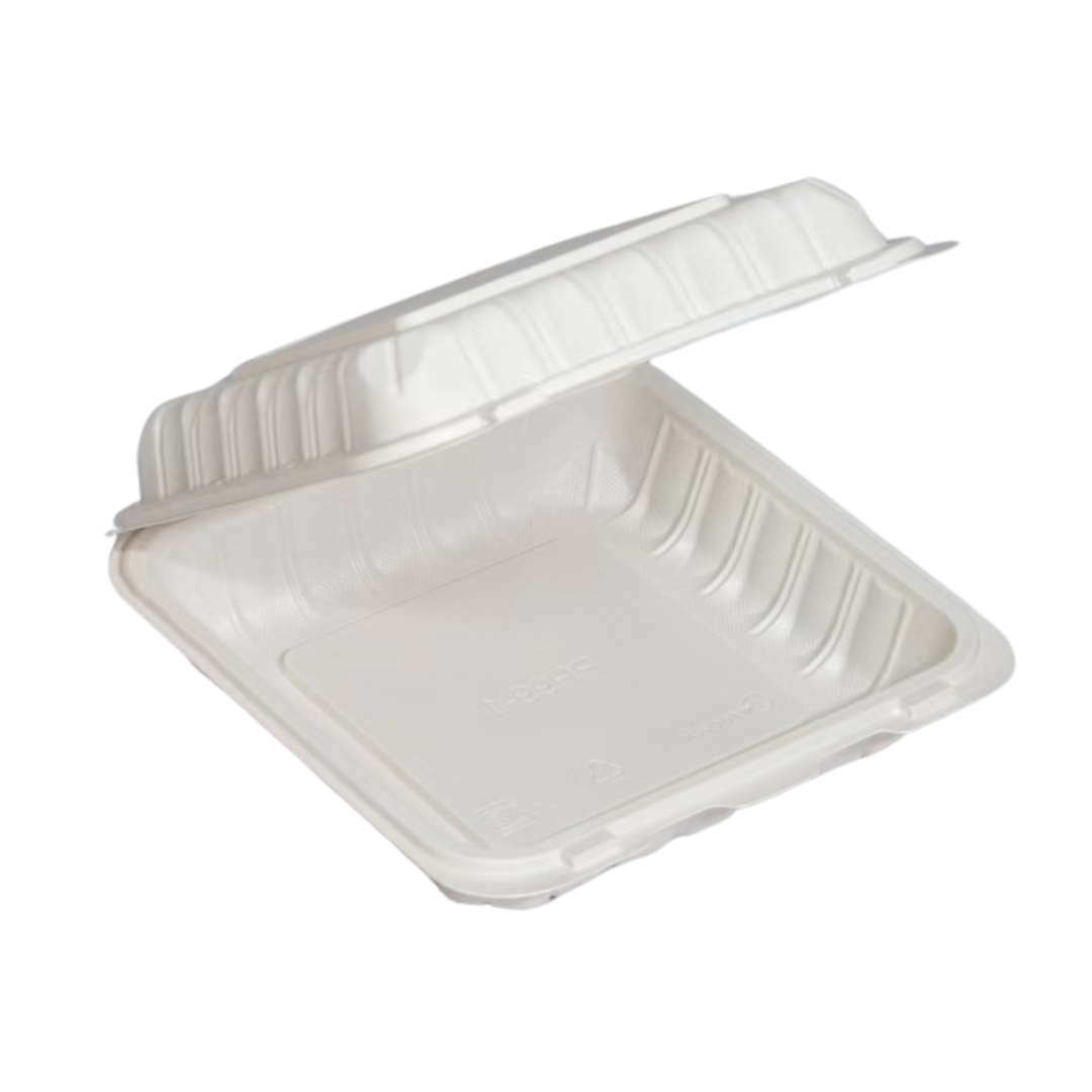 9" x 9.25" x 3" White MFPP Take-Out Container - 1-Comp.