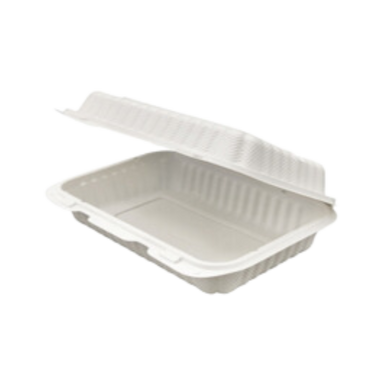 8.86" x 5.86" x 2.79" White MFPP Take-Out Container - 1-Comp.