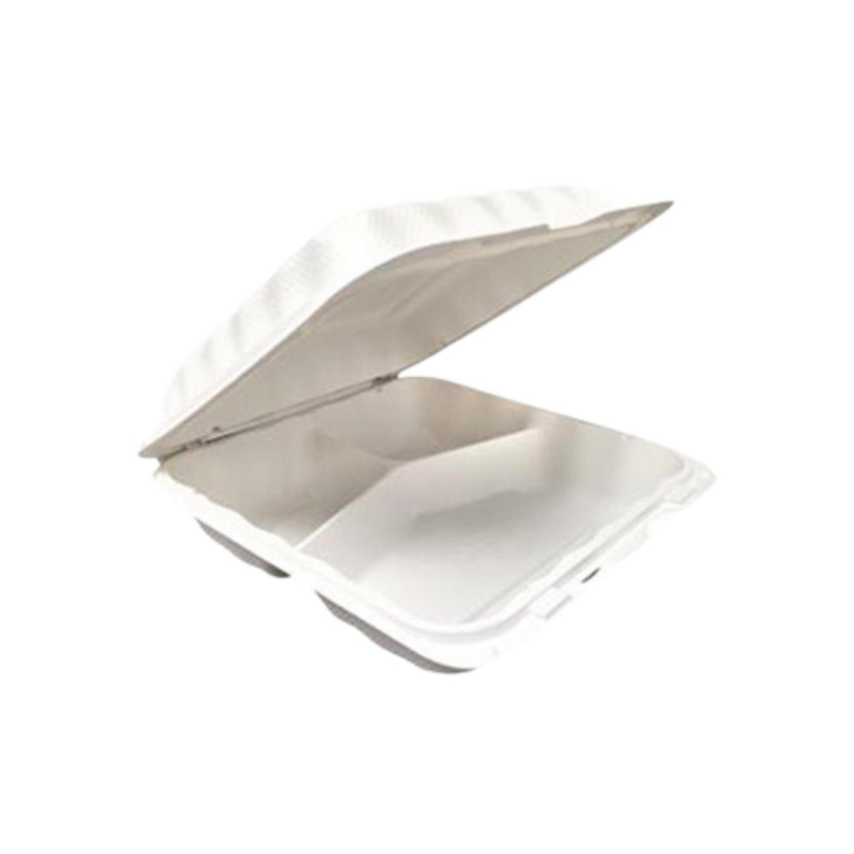9.125" x 8.81" x 3" White MFPP Take-Out Container - 3-Comp.