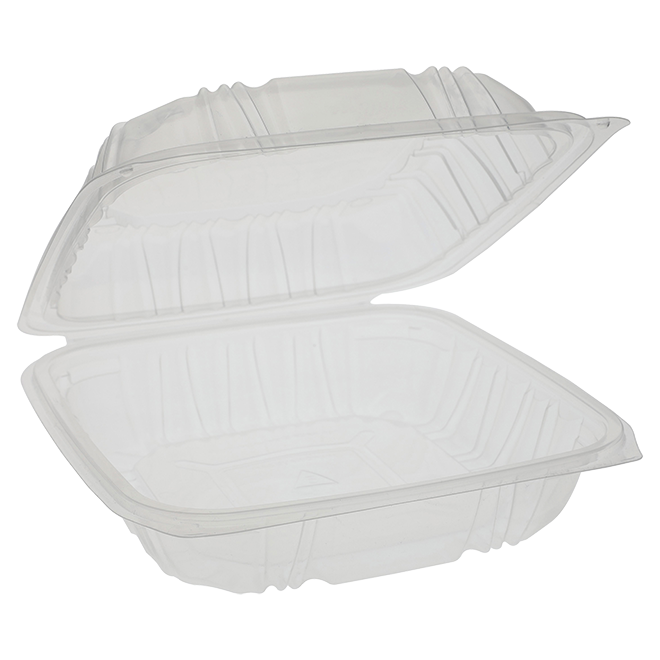 10.5" x 9.5" Clear Vented PP Take-Out Container - 1-Comp.