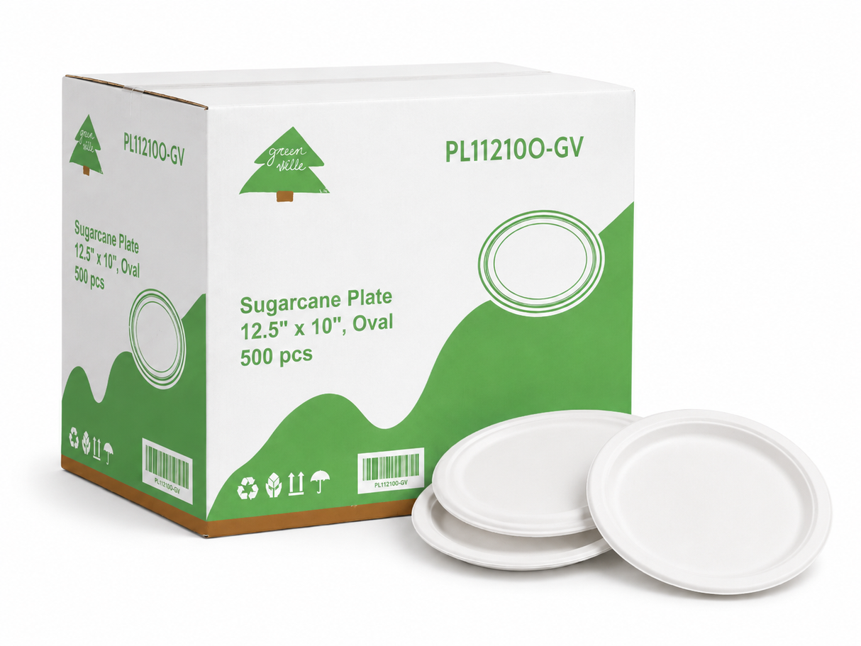 12.5" x 10" Oval Sugarcane Plate