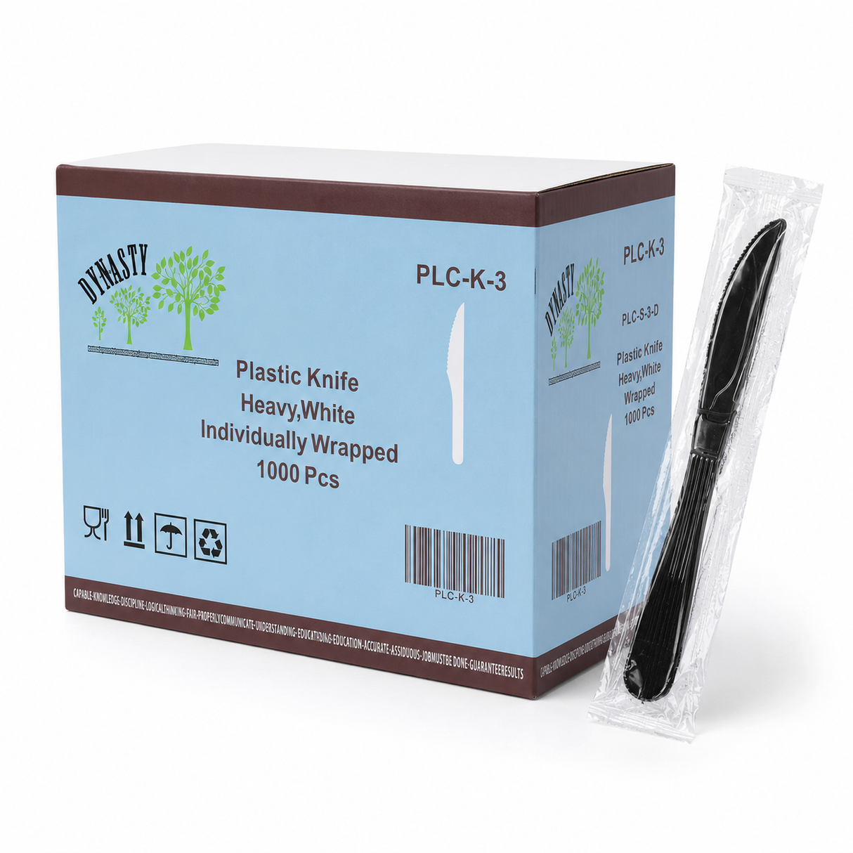 White Medium Individually Wrapped Plastic Knives