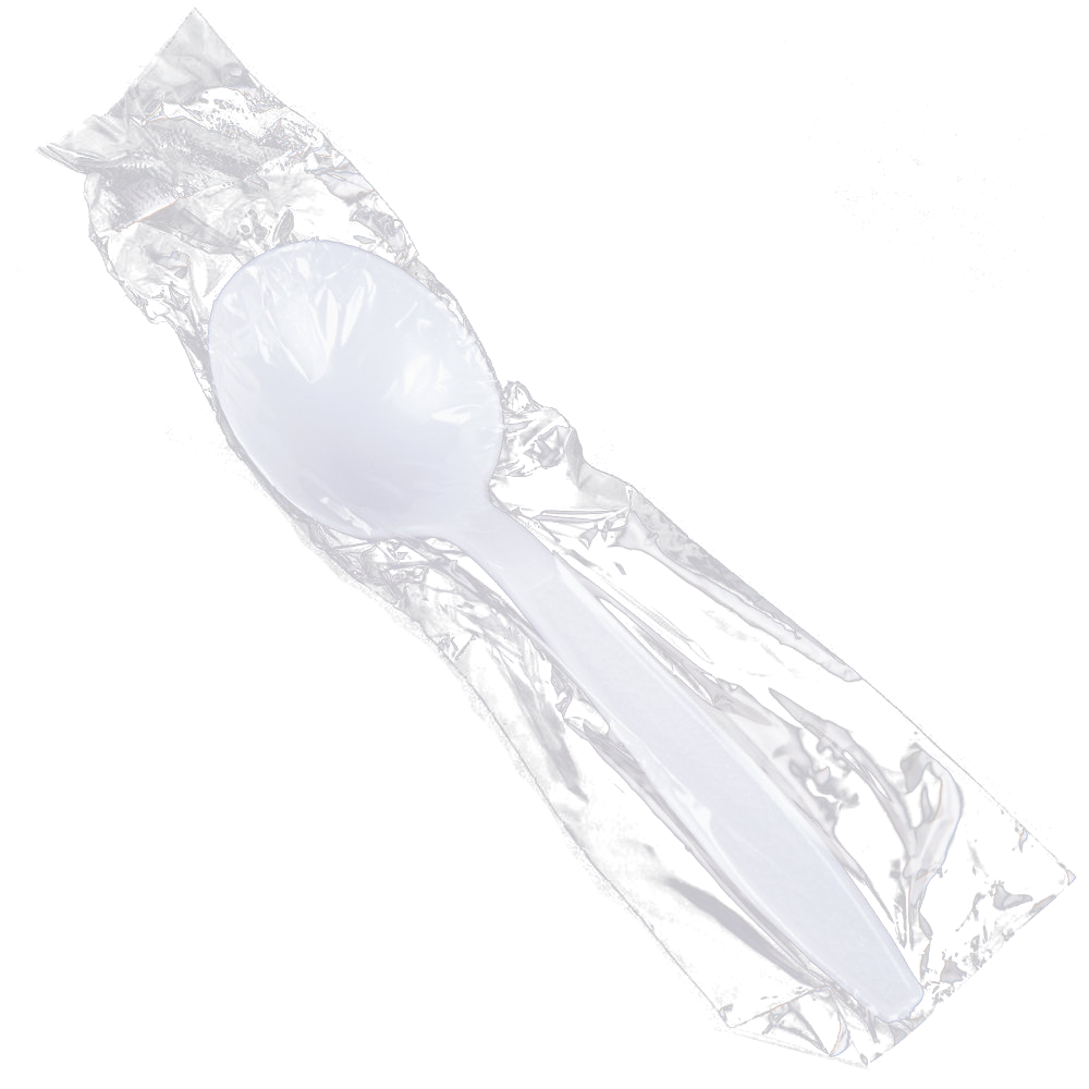 White Heavy Individually Wrapped Plastic Soup Spoons