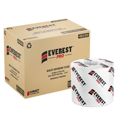 500 sheets, 2 ply Standard Toilet Paper - 48 Rolls