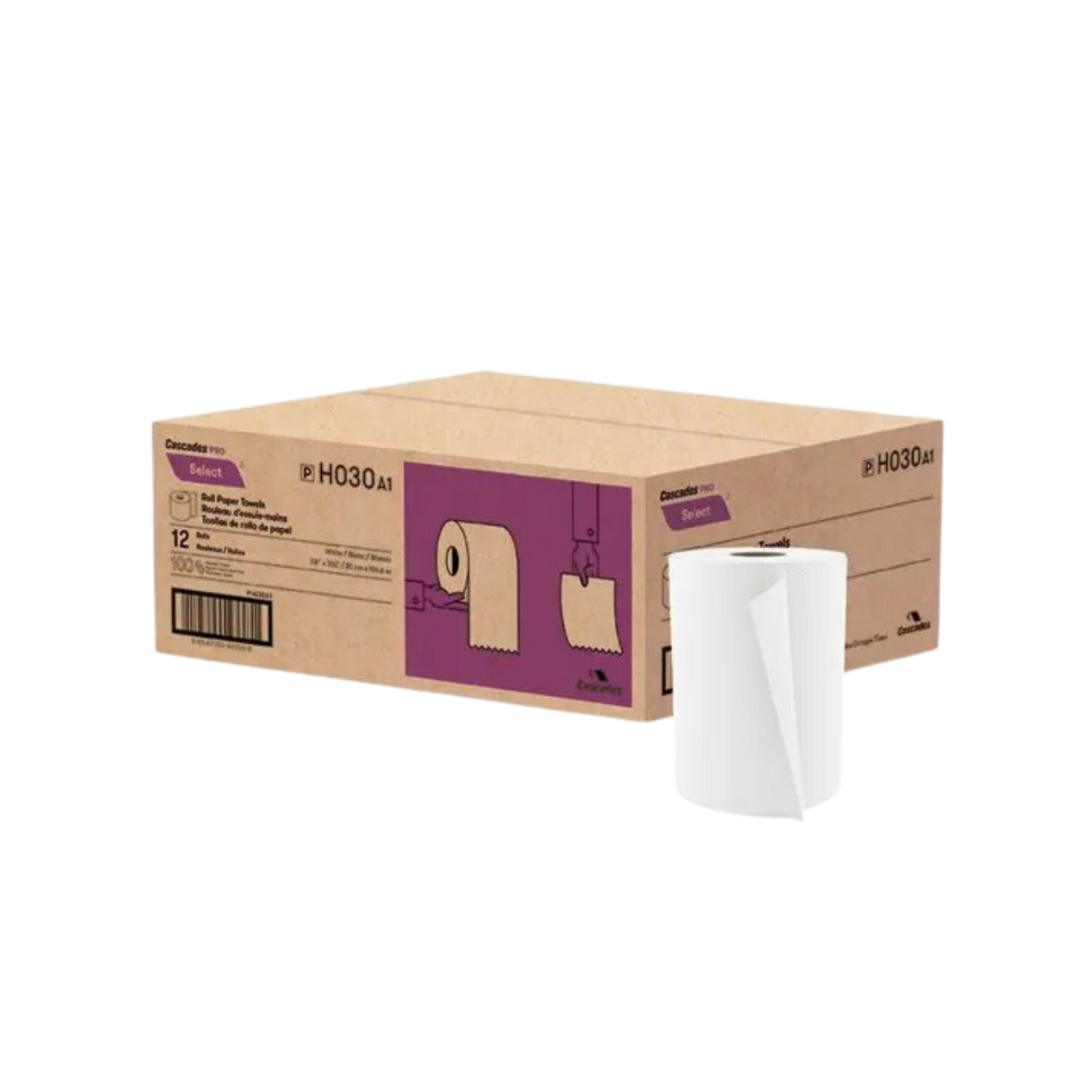 Hand Towel Rolls - PPH350W-C - 12 Rolls, 60/skid