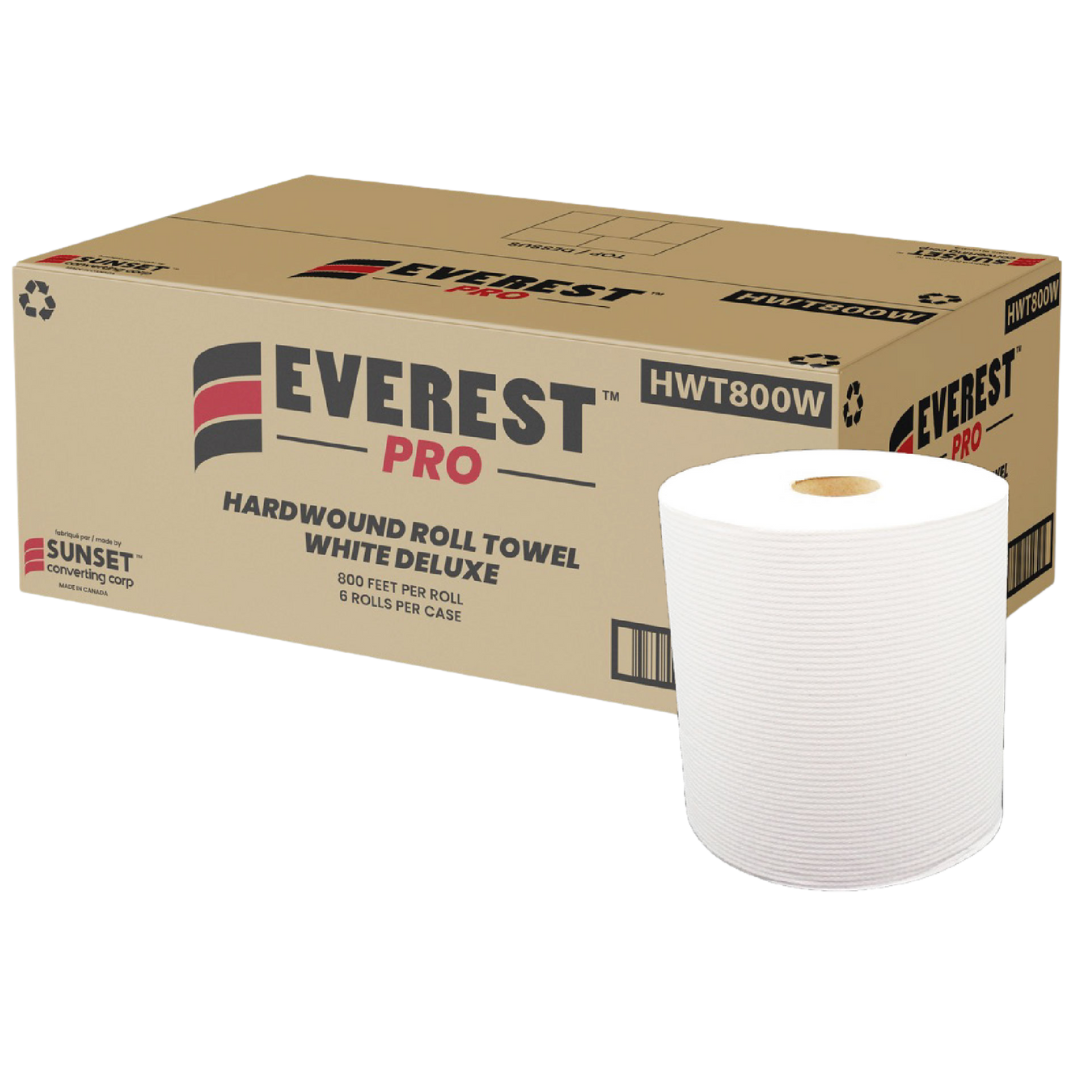 7.85" x 800' White Hand Towel Rolls - 6 Rolls
