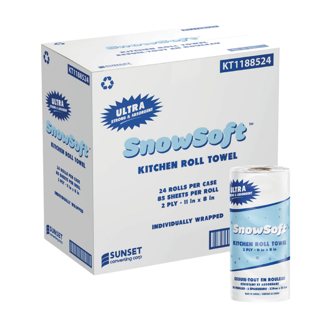 8" x 11", 85 Sheets, 2 Ply Kitchen Towel - 24 Rolls