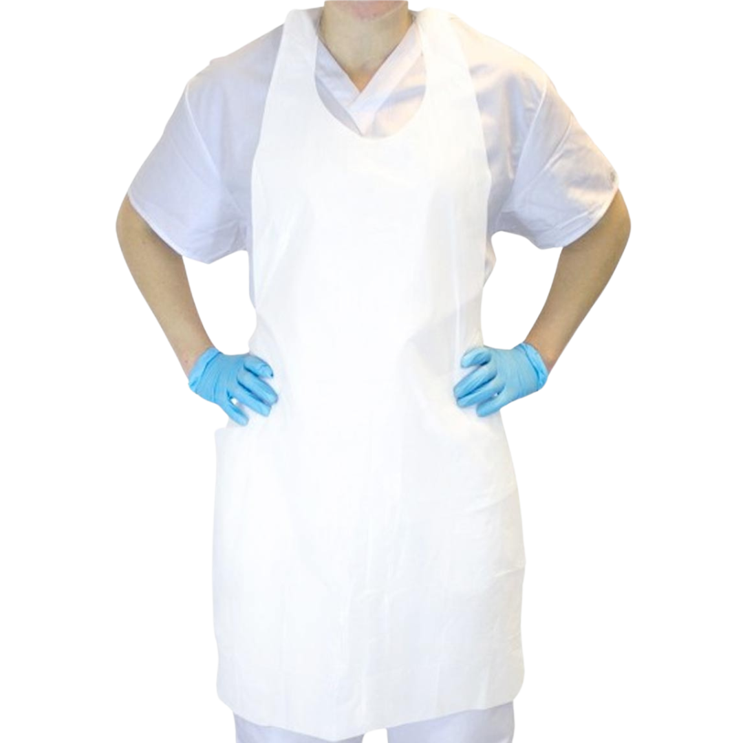 28" x 46" White HDPE Apron - 100pcs/bag, 10bag/cs