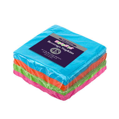 Assorted Neon 2 ply Beverage Napkins