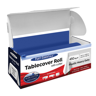Royal Blue Plastic Heavy Duty Table Cover Rolls with Cutters