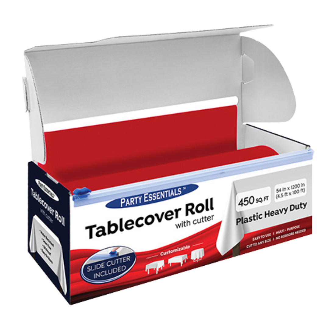 Red Plastic Heavy Duty Table Cover Rolls with Cutters