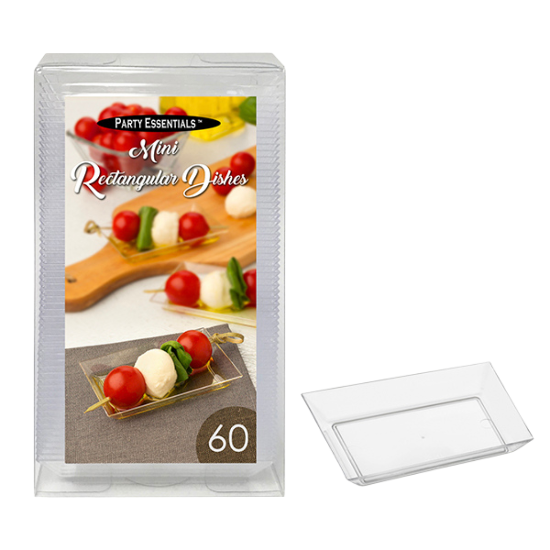 3.14 x 2.16" Clear Mini Rectangular Dishes - 60pcs/pk