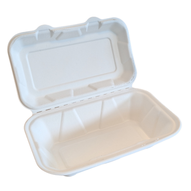 8.5" x 5.5" x 3" Sugarcane Take-Out Container - 1-Comp.