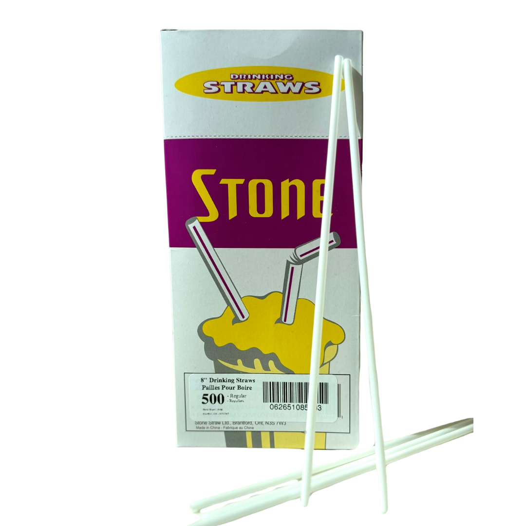 8" Regular Unwrapped White Straws