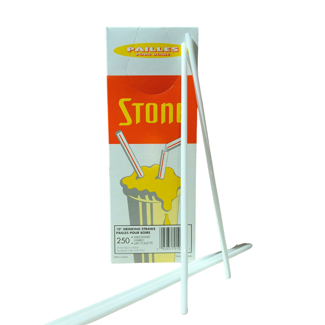 10" Unwrapped White Milkshake Straws