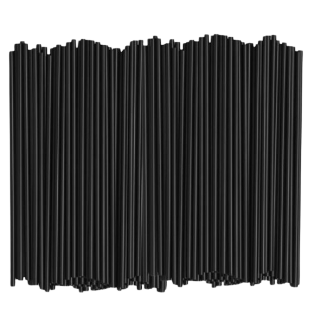 6" Unwrapped Black Cocktail Straws - 2500pcs