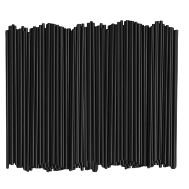 6" Unwrapped Black Cocktail Straws
