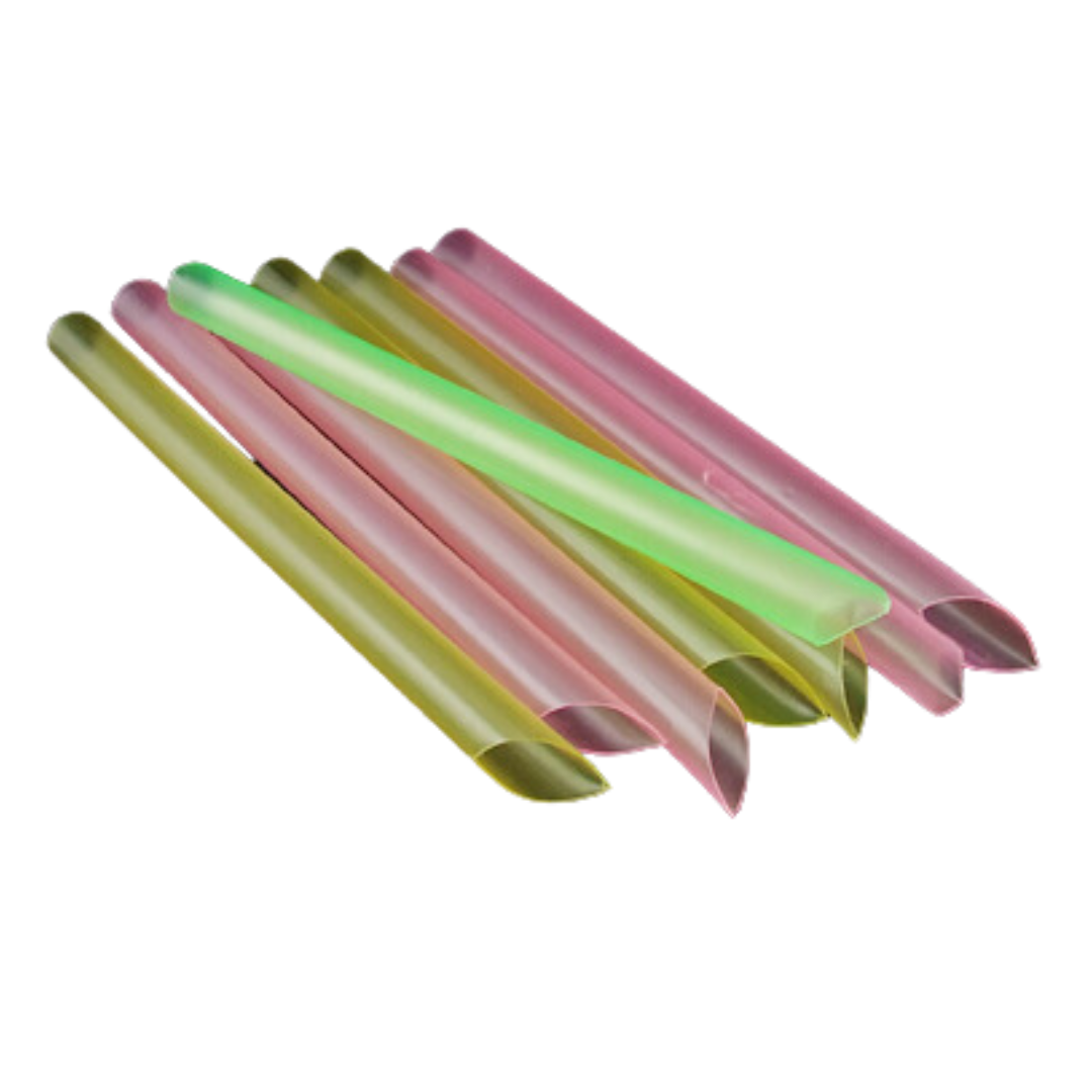 8" Unwrapped Neon Coloured Bubble Tea Straws - 600pcs