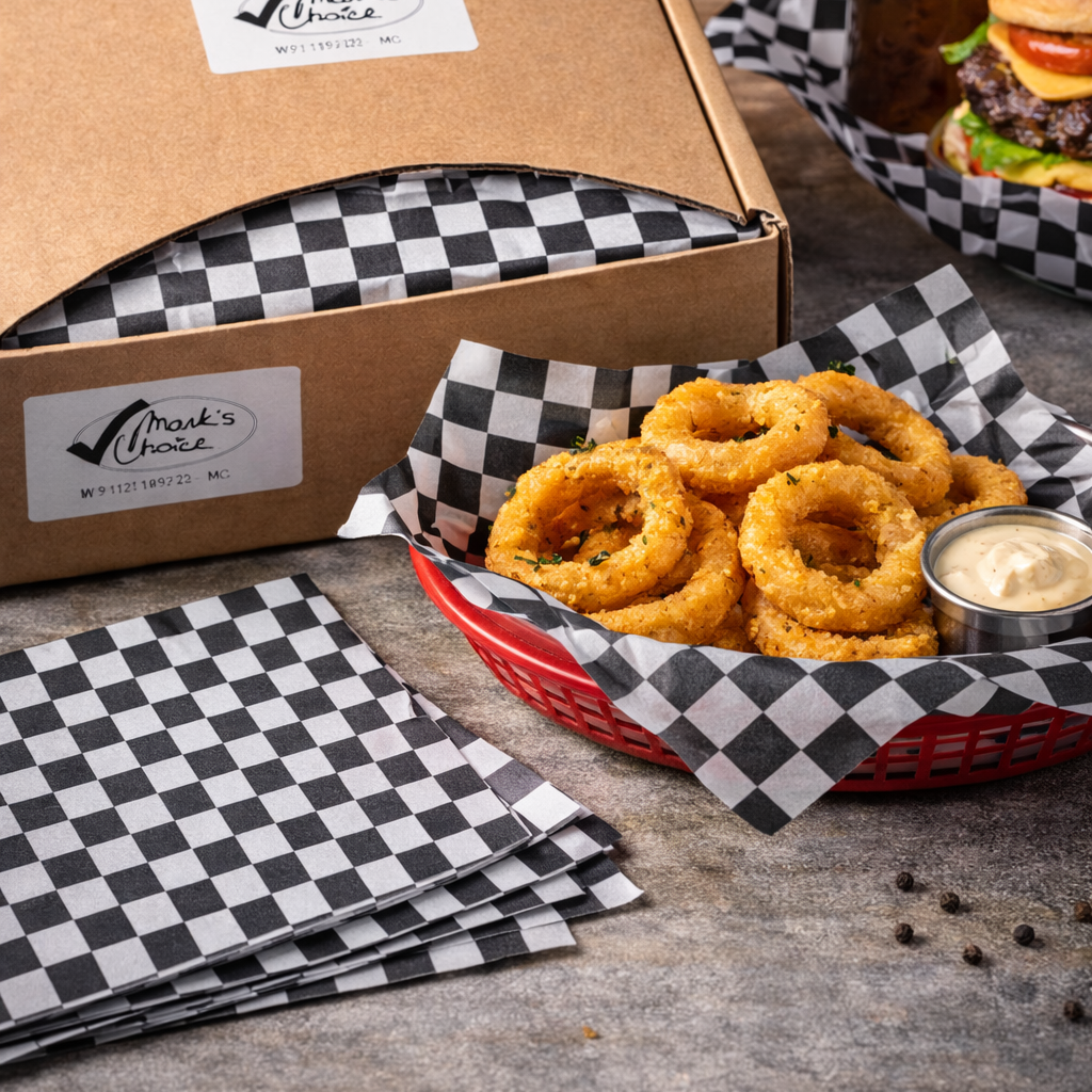 12" x 12" Black Checkered Wax Paper