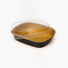 SmoothWall Foil Container - Black/Gold/Clear Lid Rectangular, 52oz
