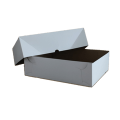 Graphic Packaging - Half Slab Cake Box - 13" x 17" x 2.5", Base and Lid, Plain White - SB-CB-0260